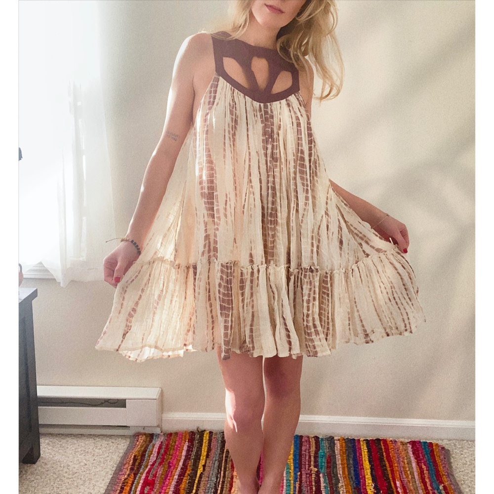 Free People Purple/White Tie-Dye Dress (Small)
